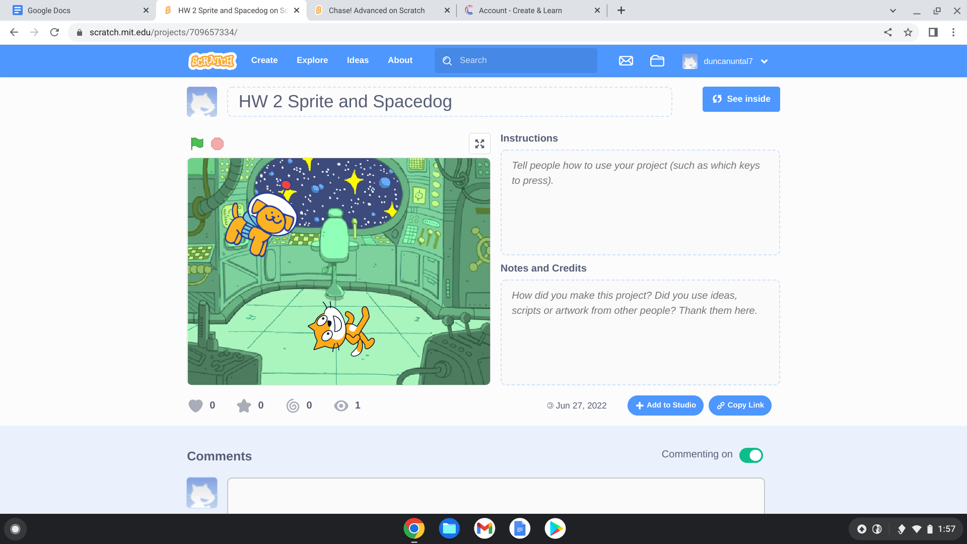 HW 2 Spacedog and Sprite in Space